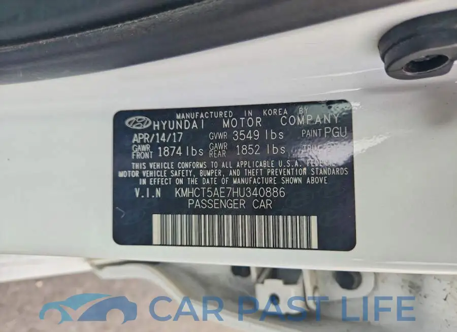KMHCT5AE7HU340886# 12