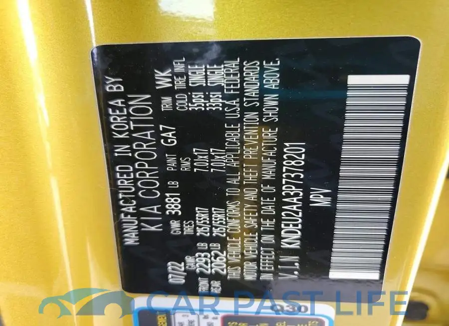 KNDEU2AA3P7378201# 13