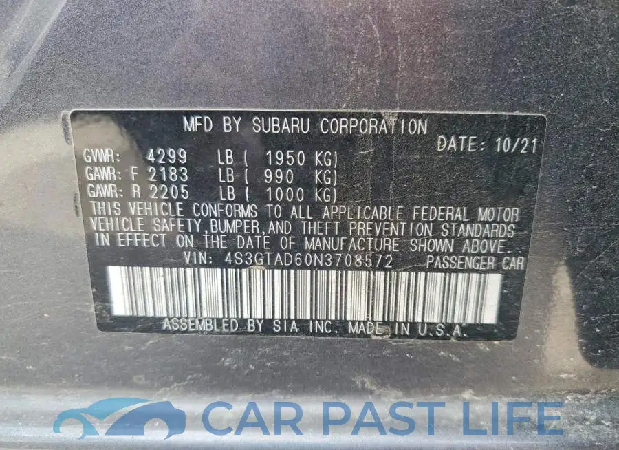 4S3GTAD60N3708572# 12