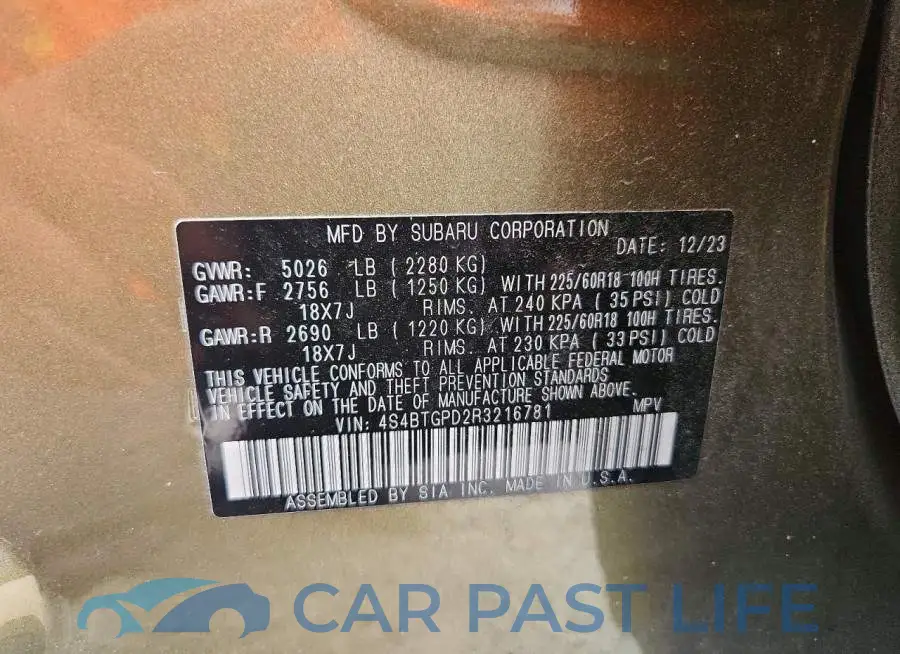 4S4BTGPD2R3216781# 14