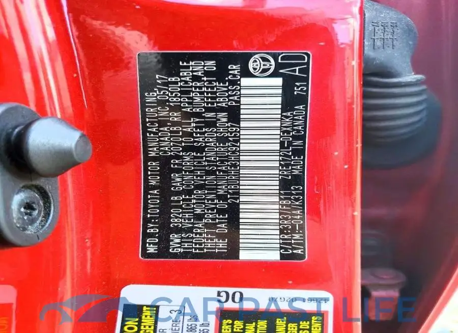 2T1BURHE3HC921597# 12