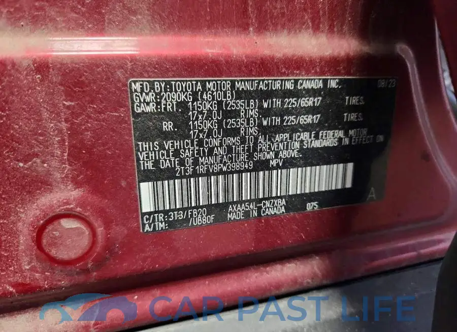 2T3F1RFV8PW398949# 12