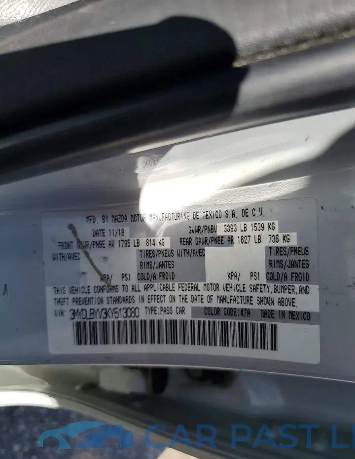 3MYDLBYV3KY513080# 12