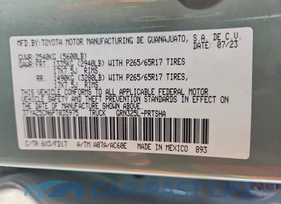 3TYAZ5CN6PT035975# 12