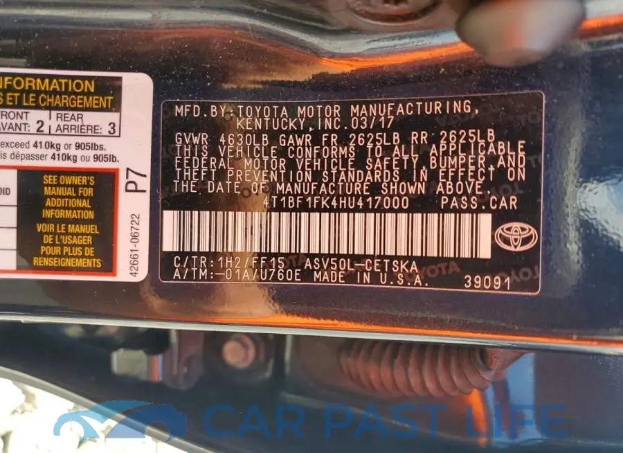 4T1BF1FK4HU417000# 13