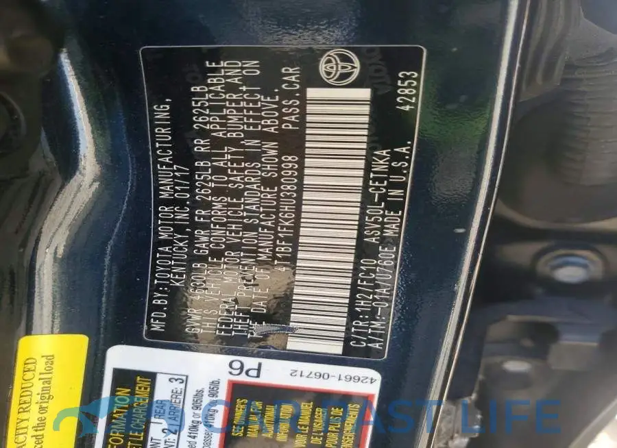 4T1BF1FK6HU380998# 12