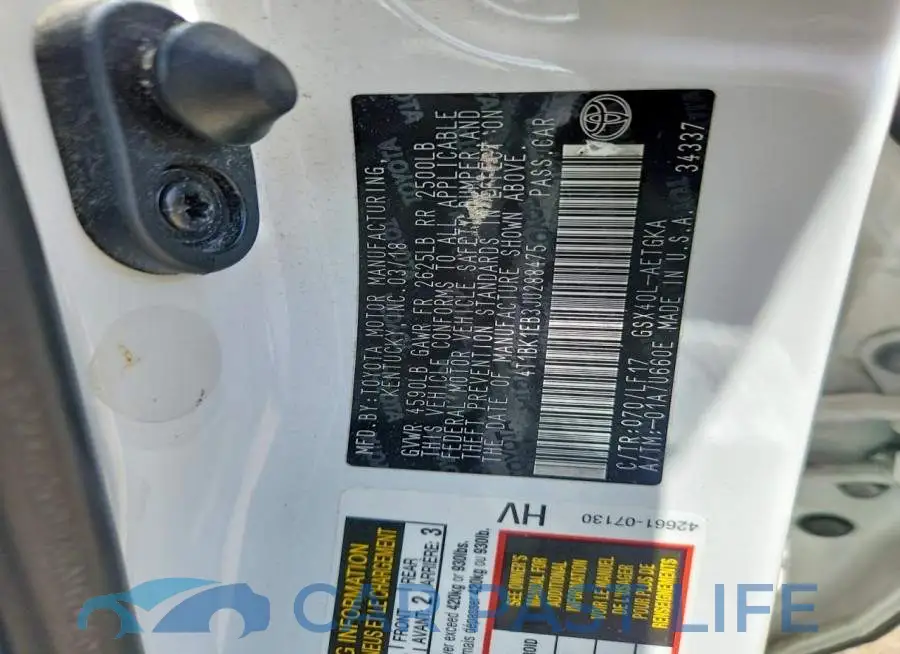 4T1BK1EB3JU288475# 12