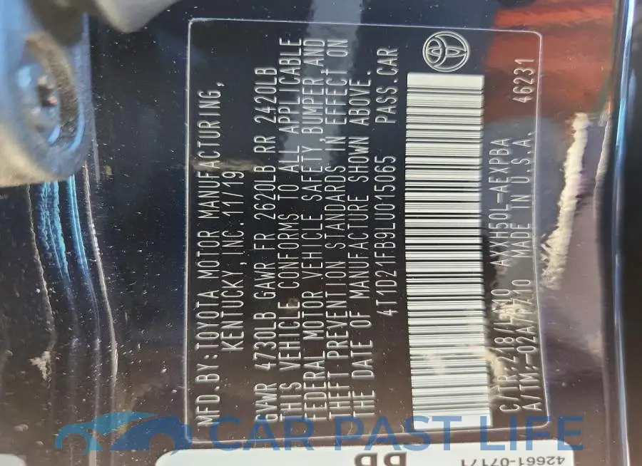 4T1D21FB9LU015065# 12