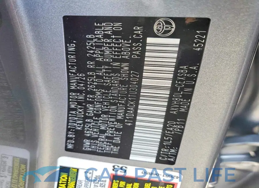 4T1DAACK1TU304027# 12
