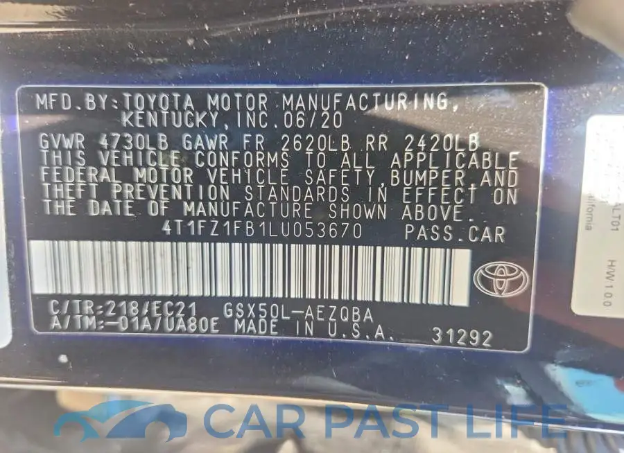 4T1FZ1FB1LU053670# 13