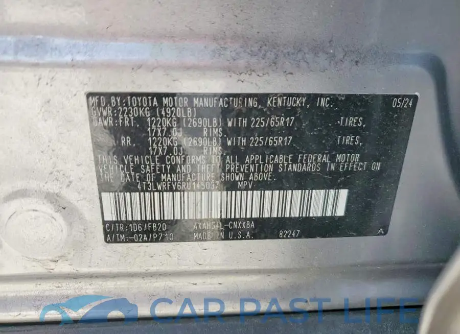4T3LWRFV6RU145037# 13