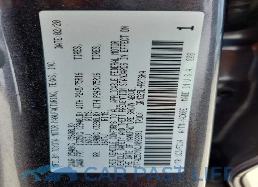 5TFAZ5CNXLX092891# 12