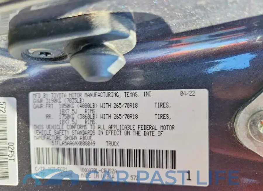 5TFLA5AA6NX008049# 12