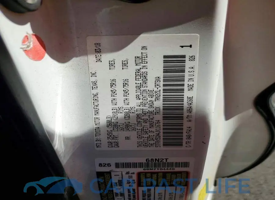 5TFRX5GN4JX116764# 12