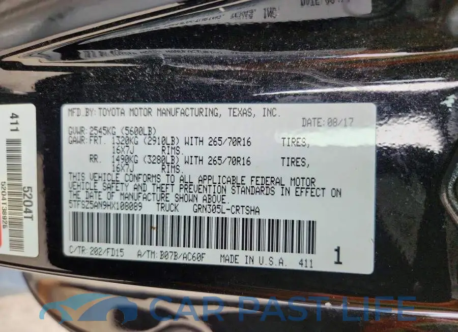 5TFSZ5AN9HX108089# 12