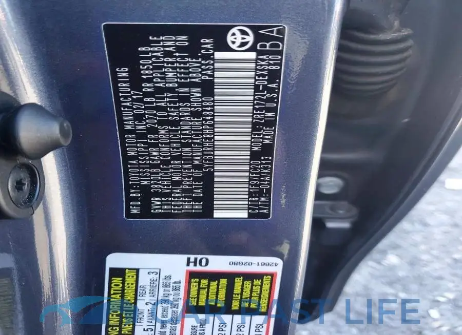 5YFBURHE8HP648480# 12