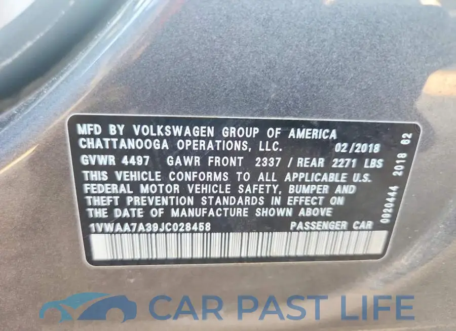 1VWAA7A39JC028458# 12
