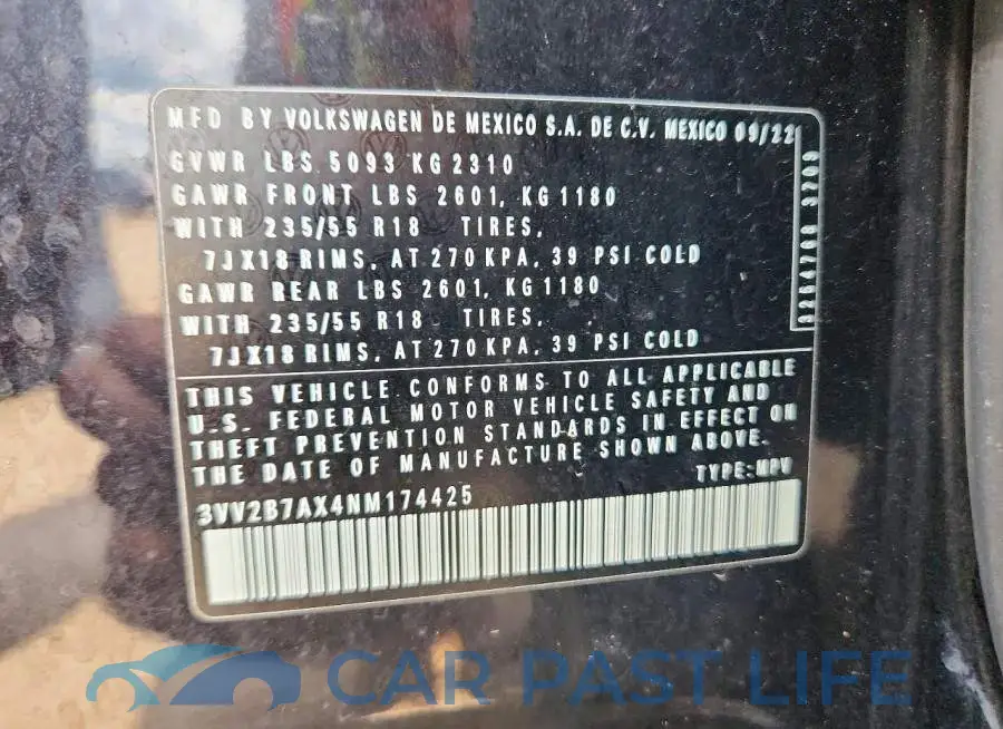 3VV2B7AX4NM174425# 12