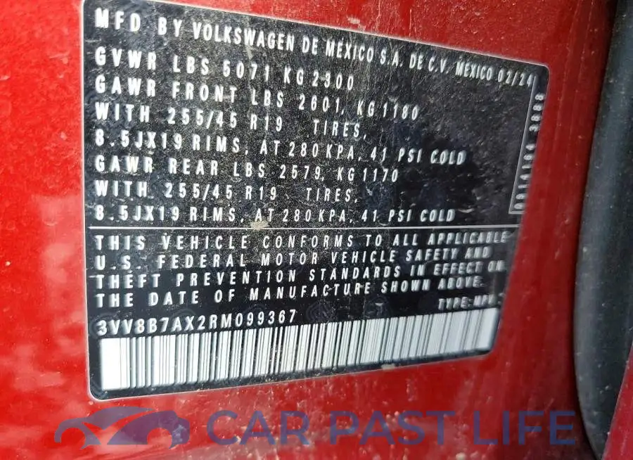 3VV8B7AX2RM099367# 13