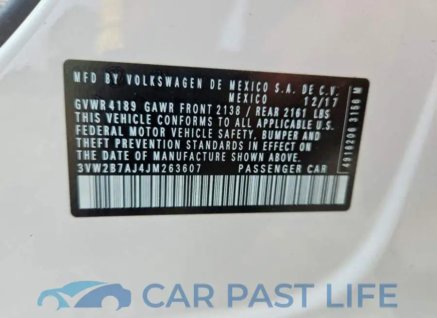 3VW2B7AJ4JM263607# 12