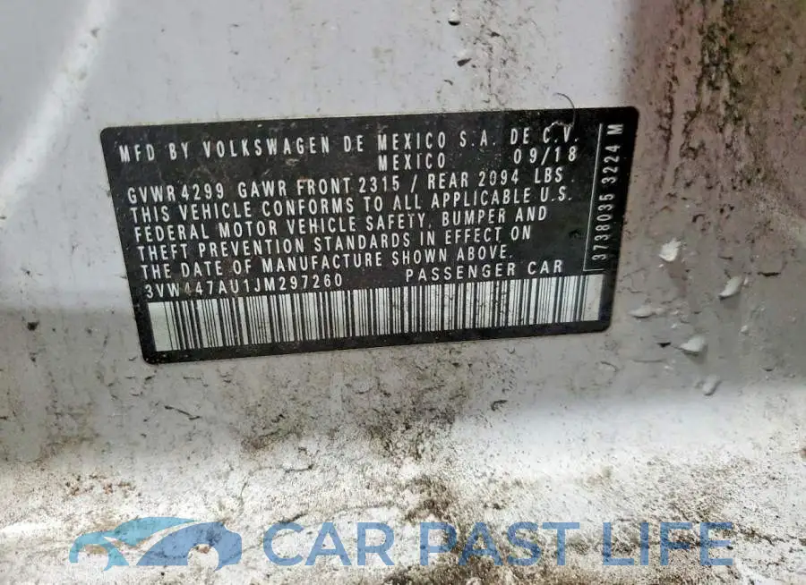 3VW447AU1JM297260# 12