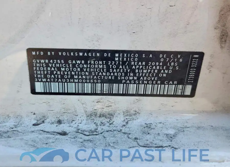 3VW4T7AU3HM000650# 13