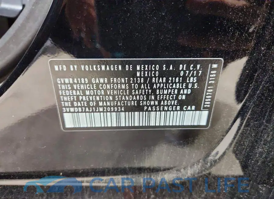 3VWDB7AJ1JM209934# 12