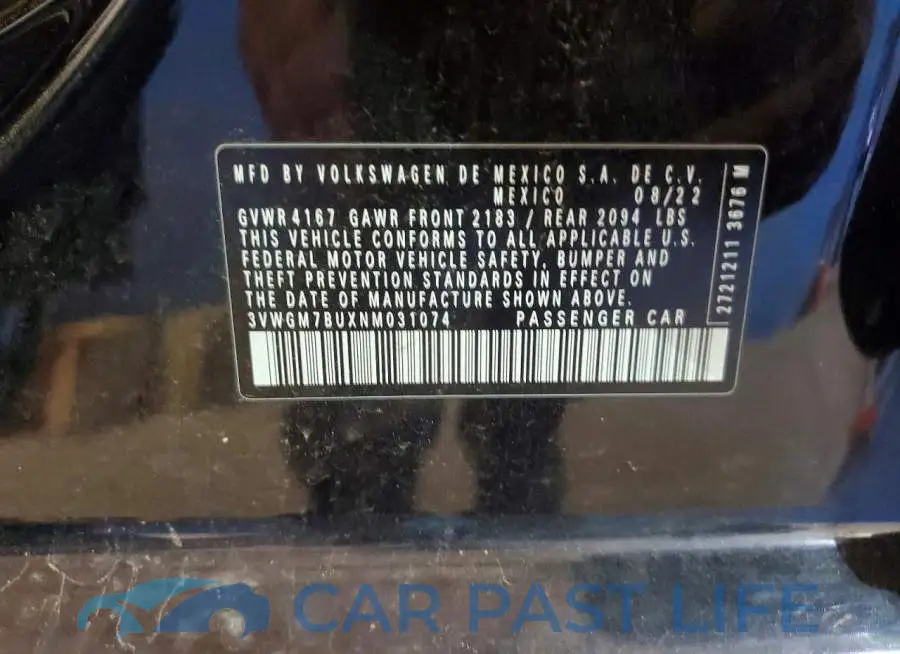 3VWGM7BUXNM031074# 12