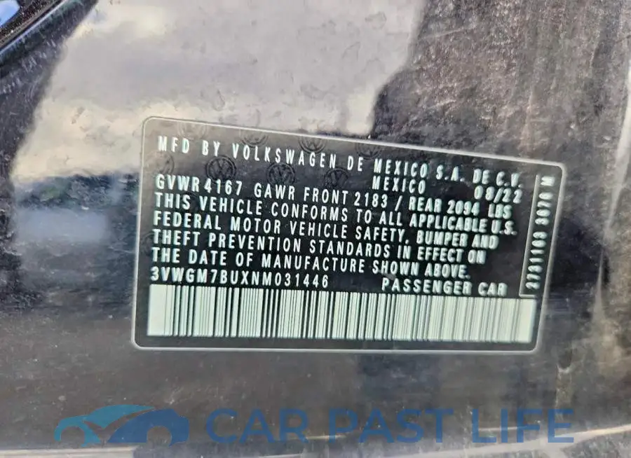 3VWGM7BUXNM031446# 12