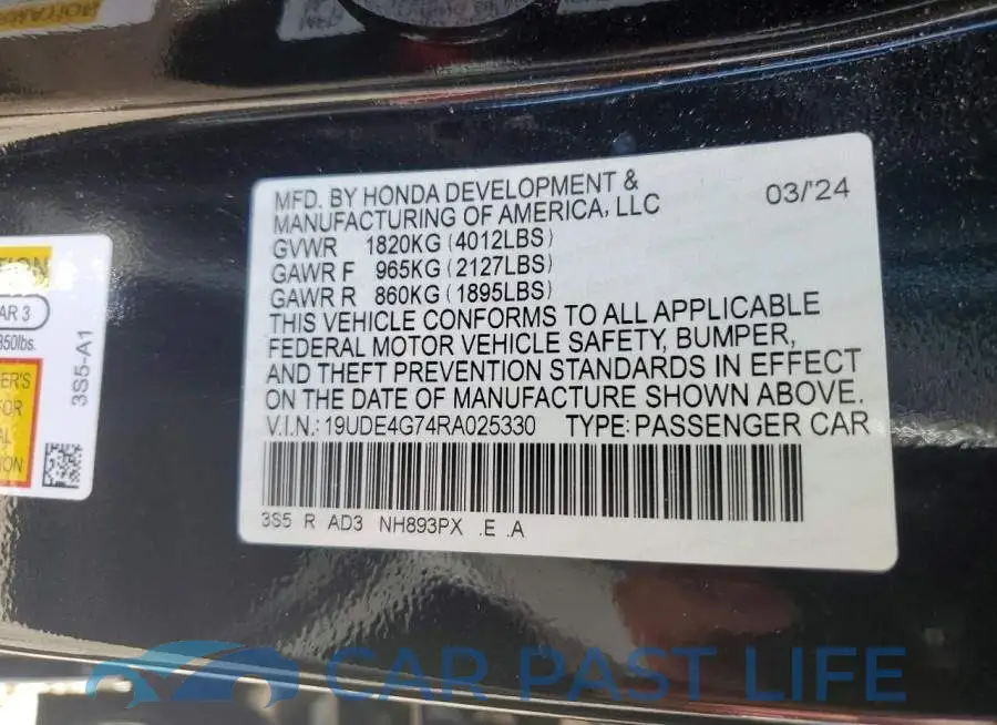 19UDE4G74RA025330# 12
