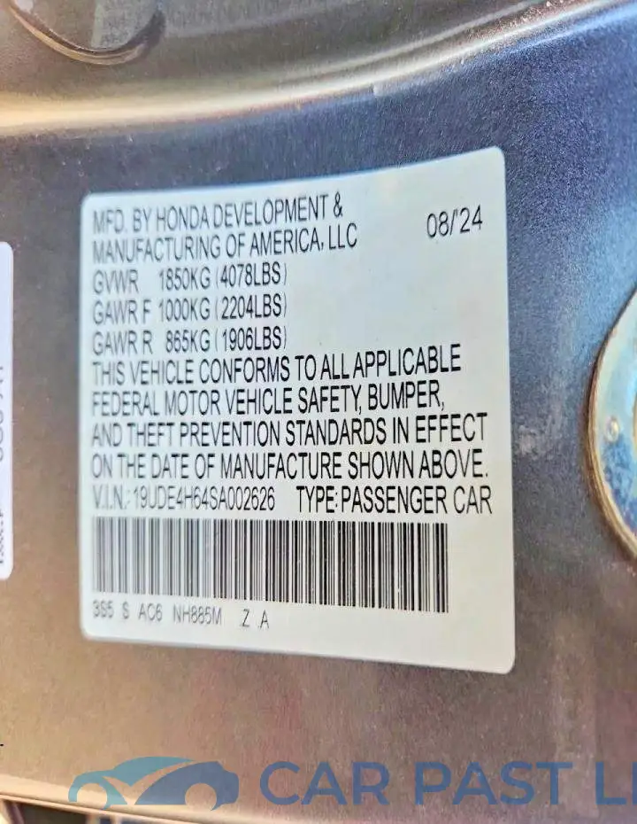 19UDE4H64SA002626# 13