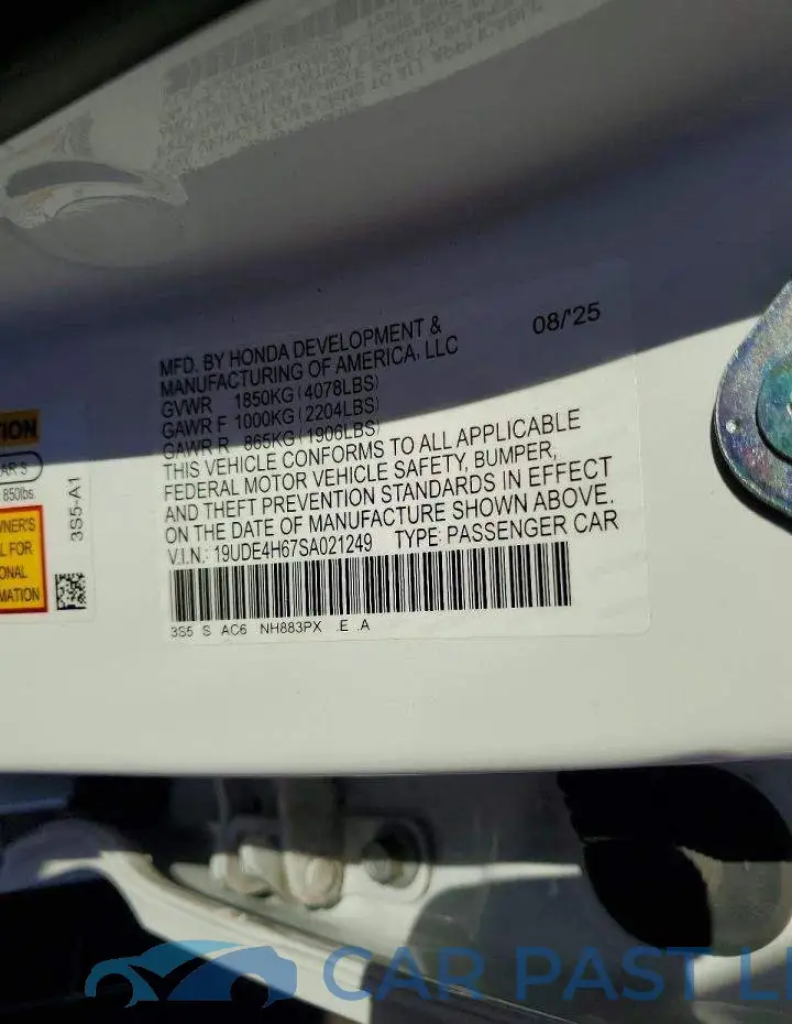 19UDE4H67SA021249# 12