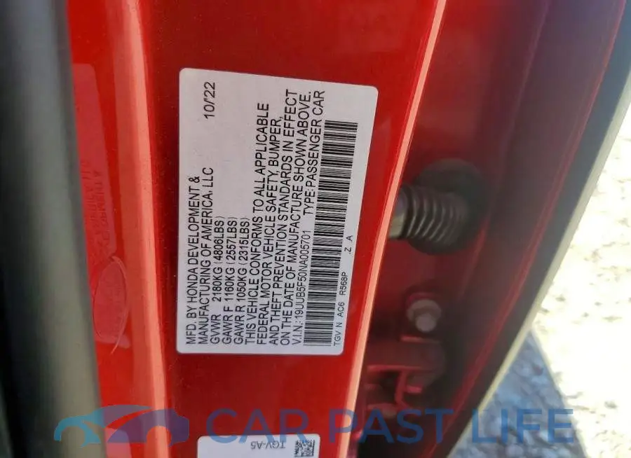 19UUB5F50NA005701# 12