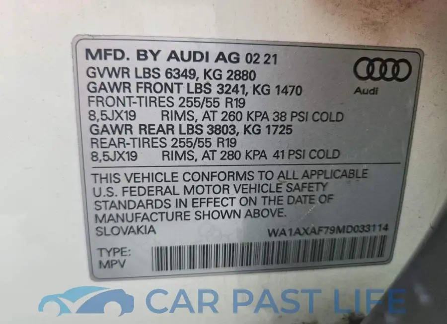 WA1AXAF79MD033114# 14