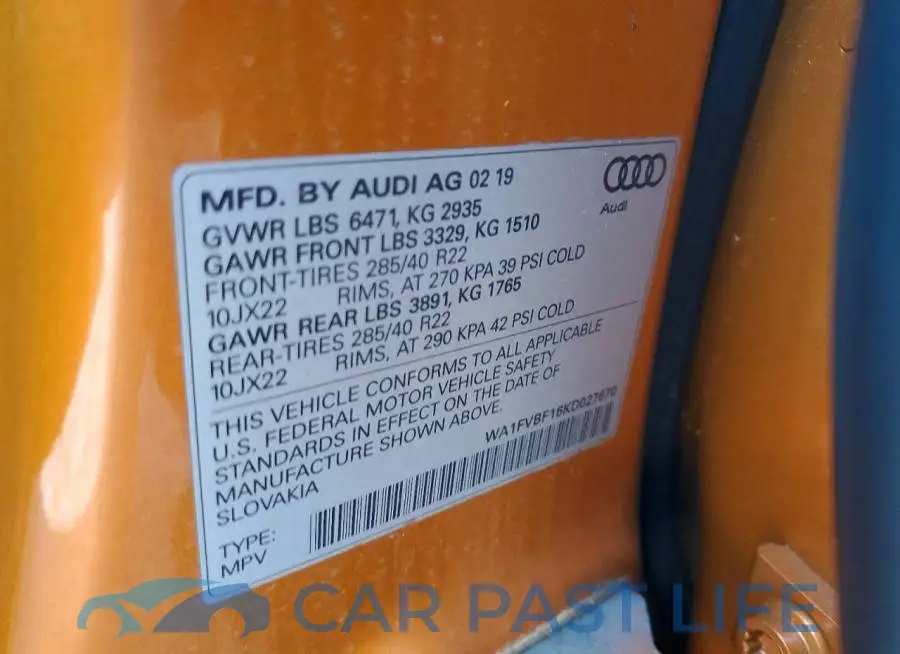 WA1FVBF16KD027670# 13