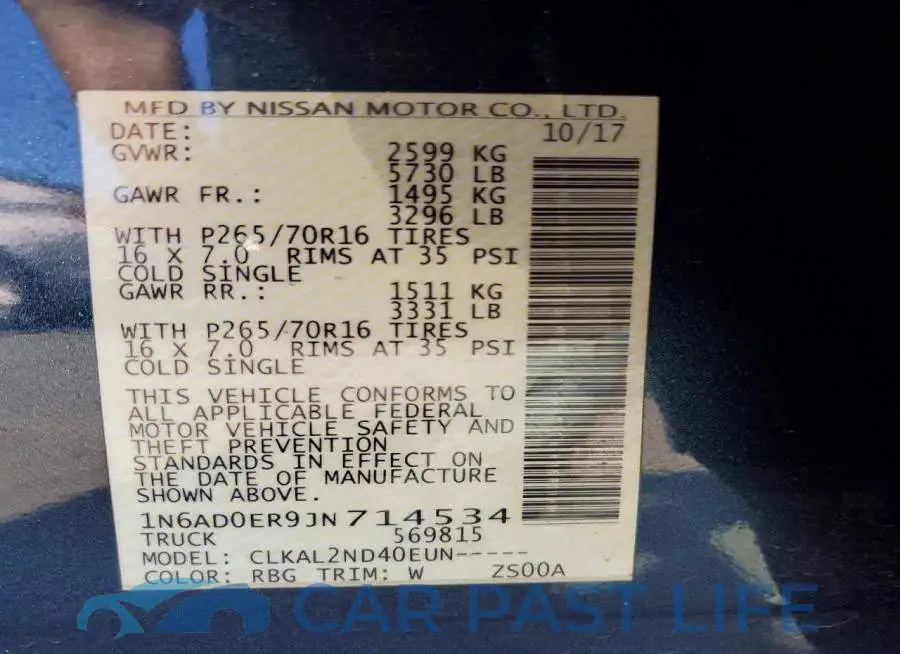 1N6AD0ER9JN714534# 12