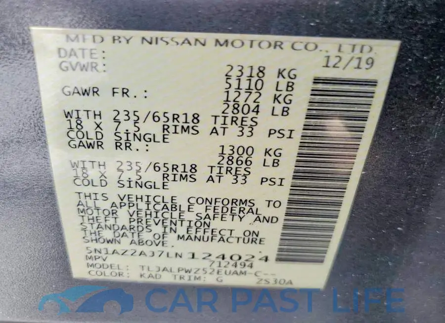 5N1AZ2AJ7LN124024# 13