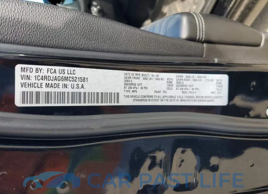 1C4RDJAG6MC521581# 13