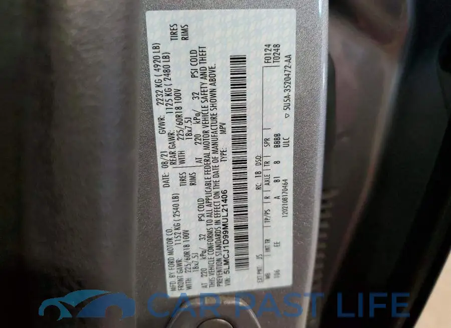 5LMCJ1D99MUL21406# 13
