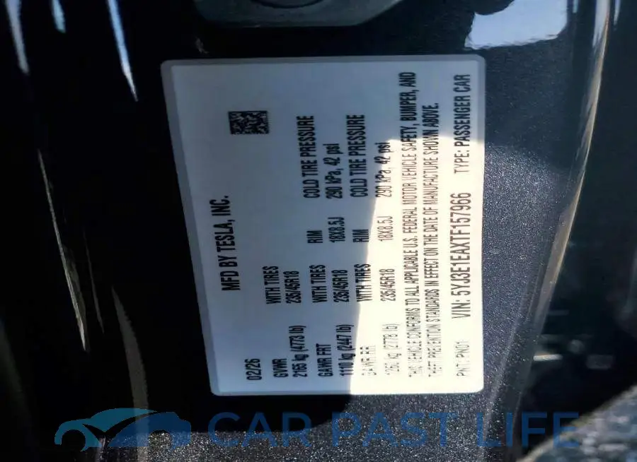 5YJ3E1EAXTF157966# 12