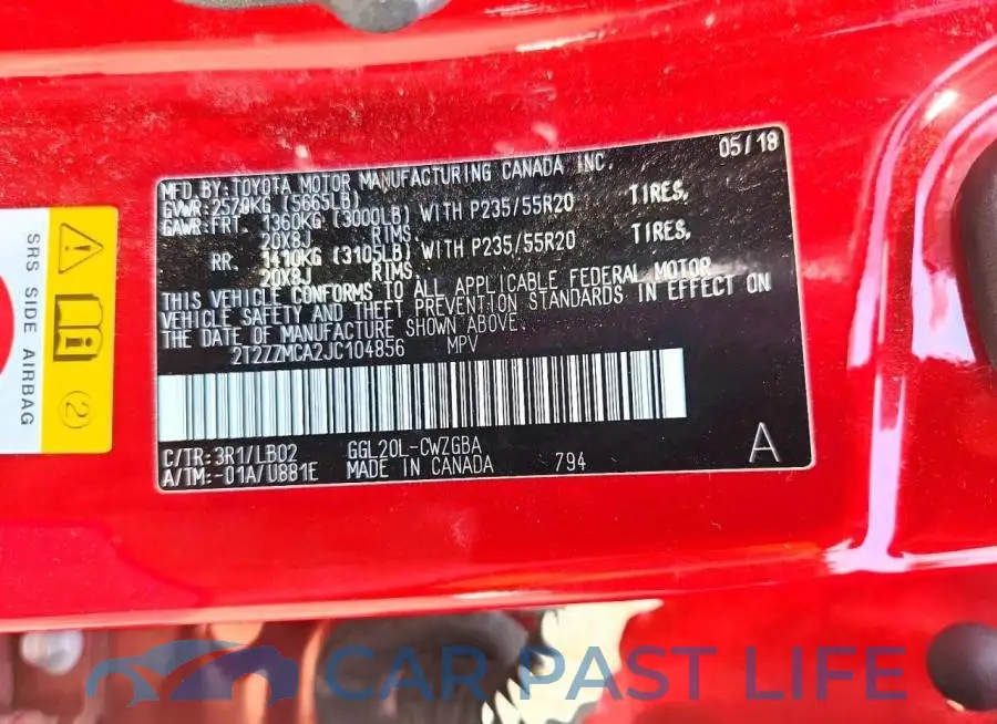 2T2ZZMCA2JC104856# 12
