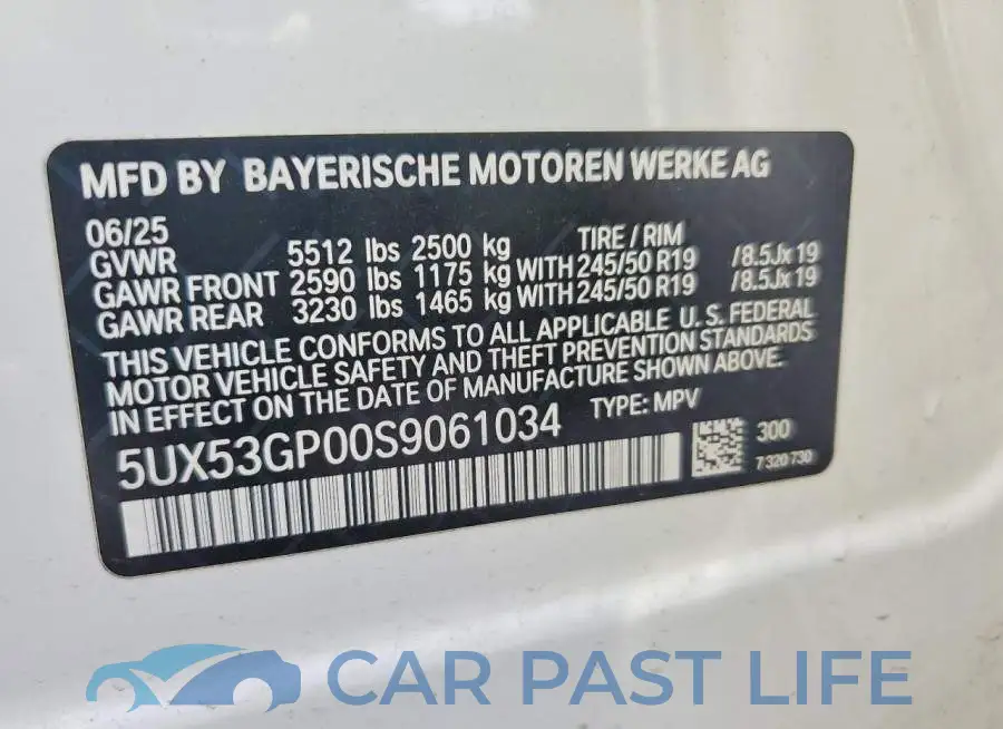 5UX53GP00S9061034# 13