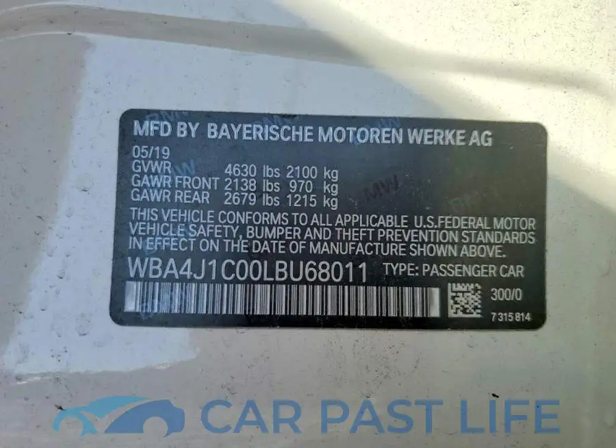 WBA4J1C00LBU68011# 13