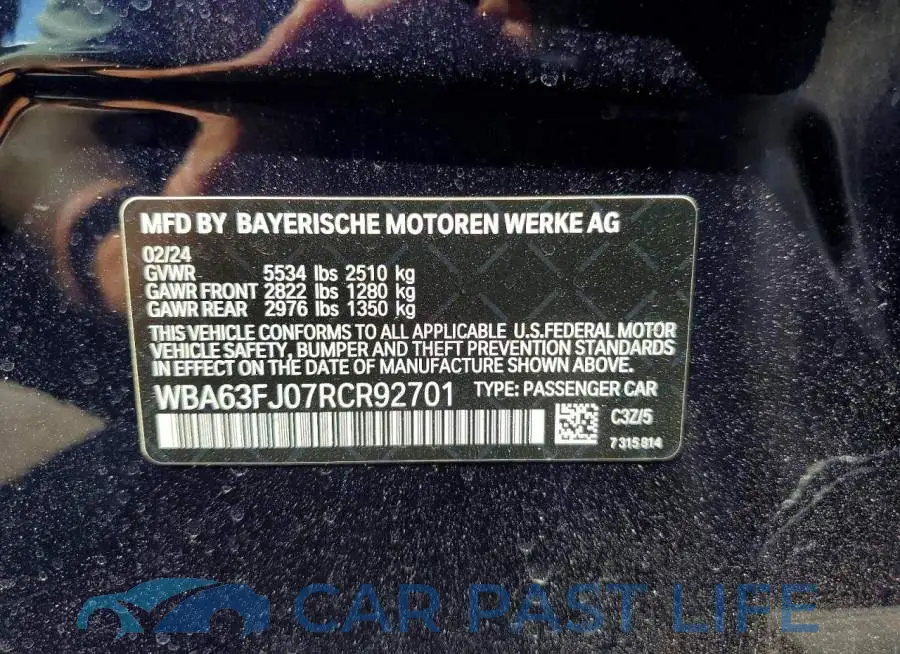 WBA63FJ07RCR92701# 12