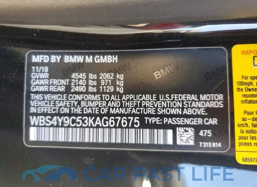 WBS4Y9C53KAG67675# 12