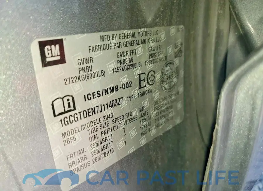 1GCGTDEN7J1146327# 12