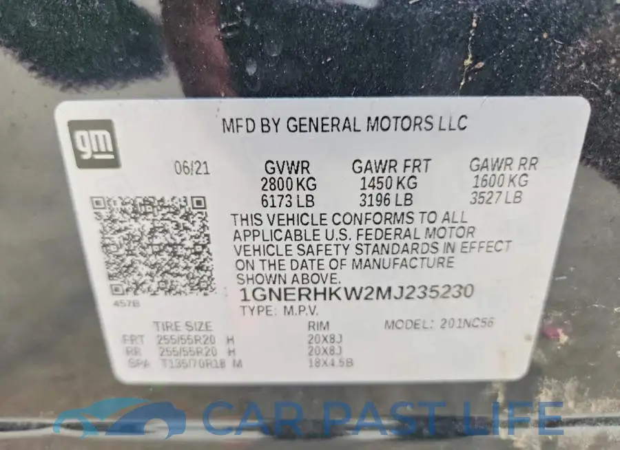 1GNERHKW2MJ235230# 14