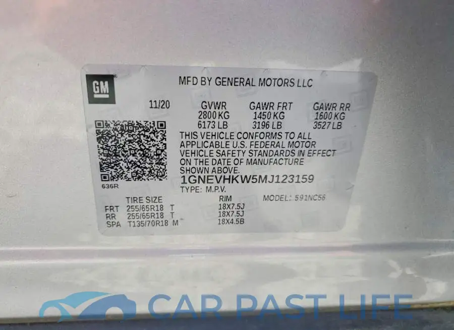 1GNEVHKW5MJ123159# 13