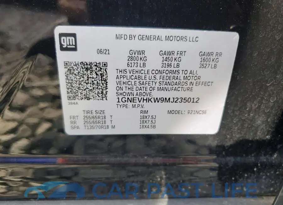 1GNEVHKW9MJ235012# 13