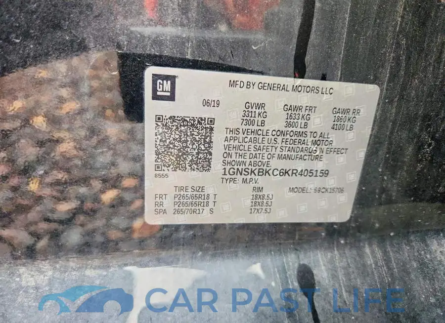 1GNSKBKC6KR405159# 12